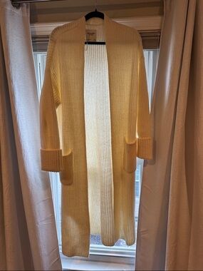 Abercrombie & Fitch Cream Ribbed Open-Front Cardigan